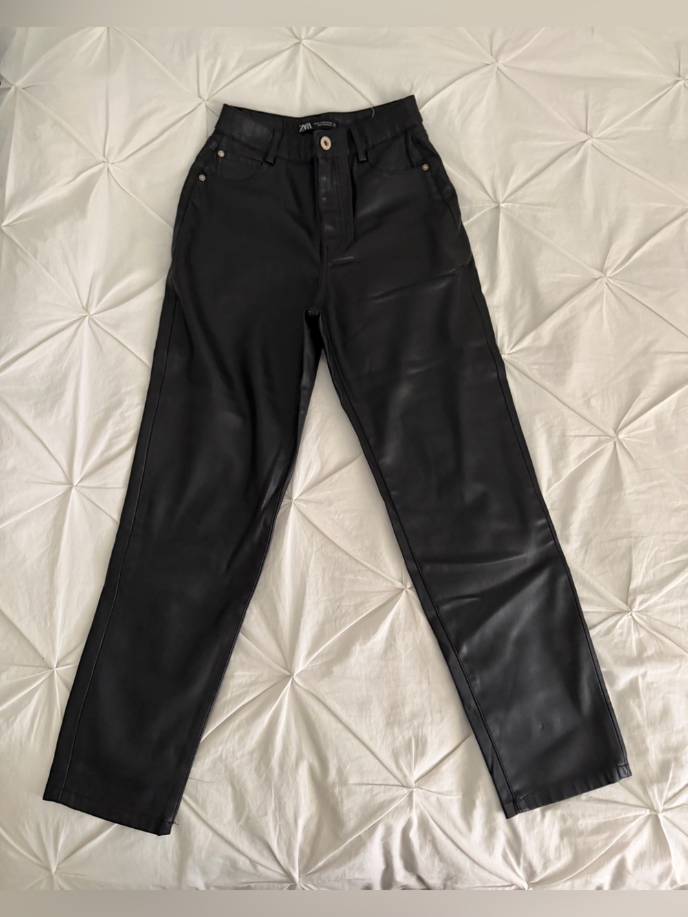 Zara Black Faux-Leather Slim Fit